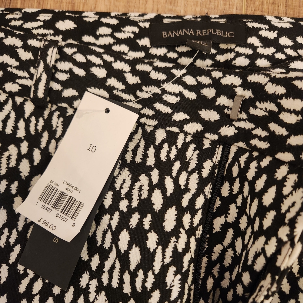NWT Banana Republic Women's 10 Black & White Slim Dot Print Dress Pants Classic - Picture 5 of 11